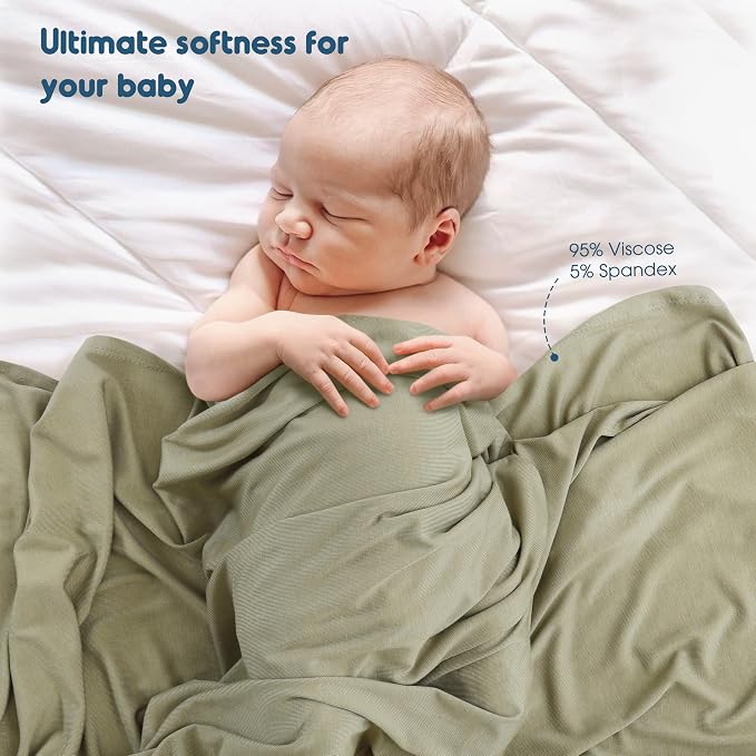 2 Pack Newborn Swaddle Blanket, Ultra Soft Stretchy Jersey Knit Extra Large - Image 4