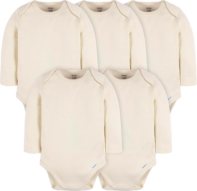 Gerber Baby Boys & Girls Long Sleeve Onesies Multi-Pack Interlock 180 Gsm by Gerber