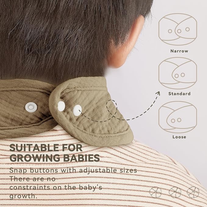 Muslin Baby Bibs for Unisex Boys Girls, Cotton Drool Bibs, Adjustable Newborn - Image 4
