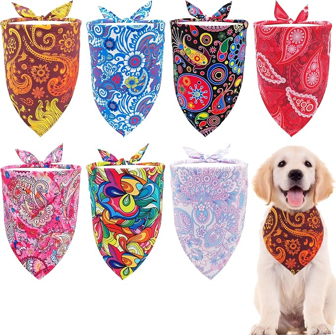 7 PCS Small Dog Bandanas Paisley Hemming Seam Edge Dog Bandana by Bestwishforyou