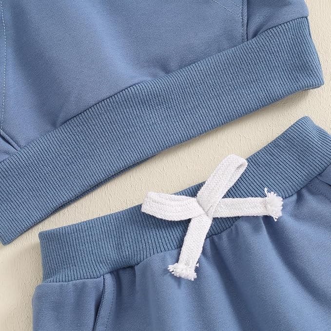 Infant Baby Boy Fall Winter Clothes Outfit Hooded Long Sweatshirt Pant Set - Image 7