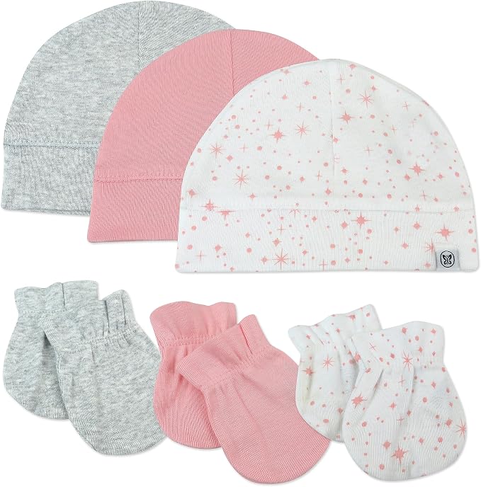 HonestBaby Baby 100% Organic Cotton Multipack Cap Hats and No Scratch Mitts by HonestBaby