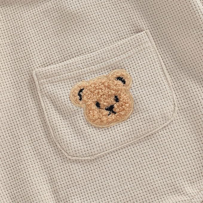 Douhoow Cute Baby Sweatshirt Romper Waffle Knit Baby Clothes Infant Girl Boy Fall Winter Outfits