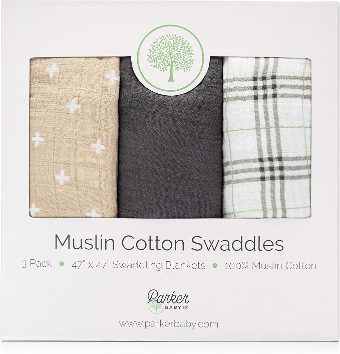 Parker Baby Co. Soft Muslin Baby Swaddle Blankets, 3 Pack - Image 9
