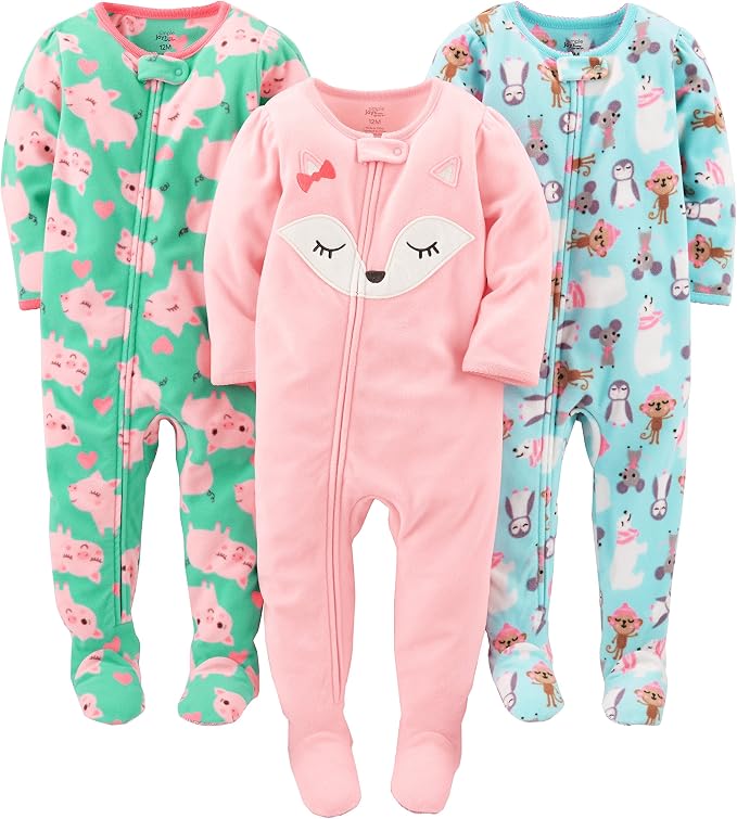 Simple Joys by Carter's Girls Loose-Fit Flame Resistant Fleece Footed Pajamas by SimpleJoysbyCarters