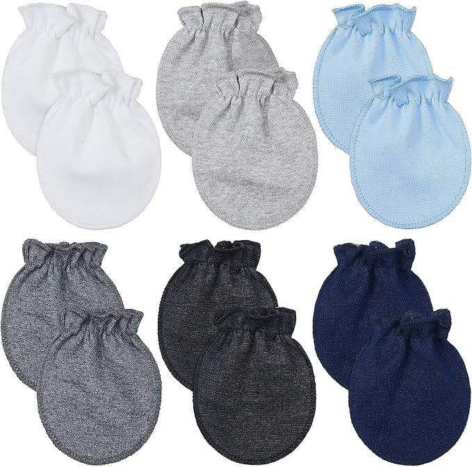 Syhood 6 Pairs Newborn Baby Mittens Cotton No Scratch Infant Gloves Elastic by Syhood