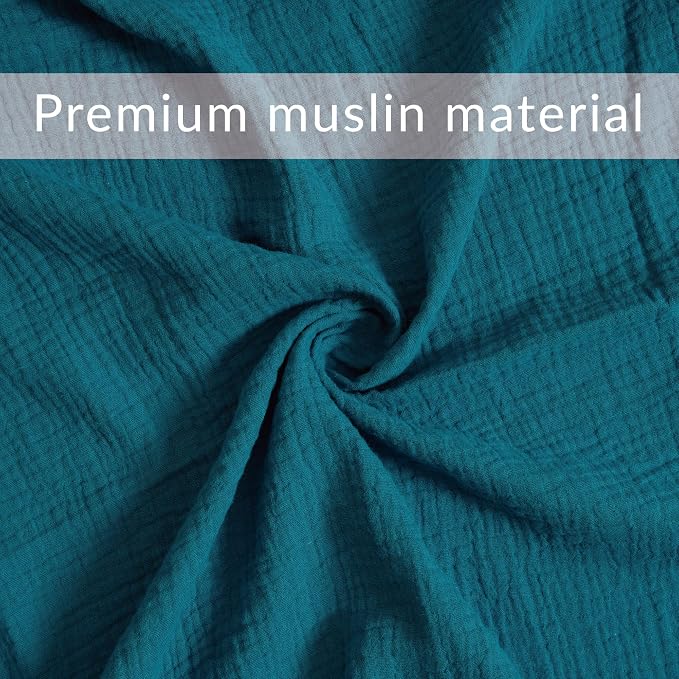 Meracorallo Muslin Swaddle Blanket, 100% Cotton, Teal Blue | Soft Breathable - Image 5
