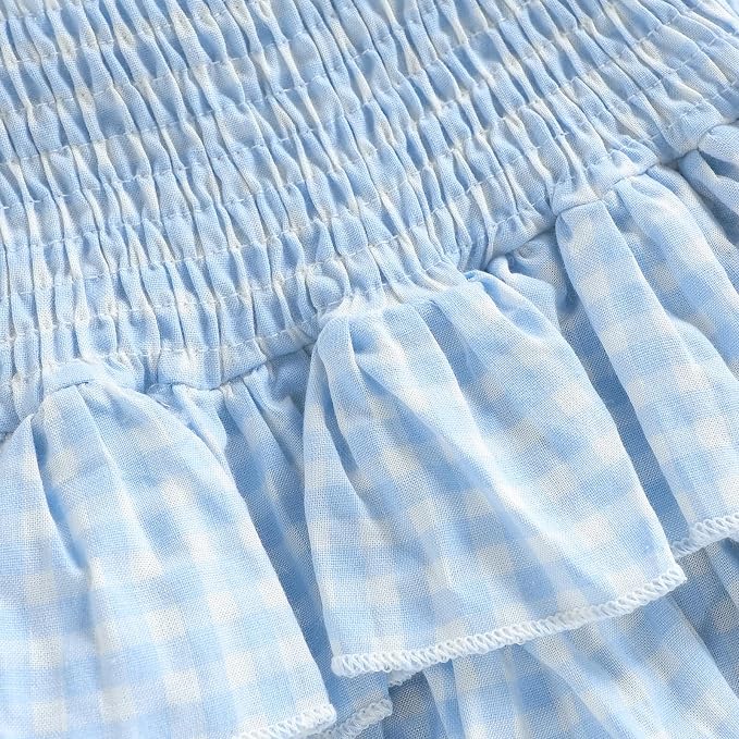 Newborn Baby Girl Summer Clothes Plaid Ruffle Bodysuits Onesie Infant Girl - Image 5