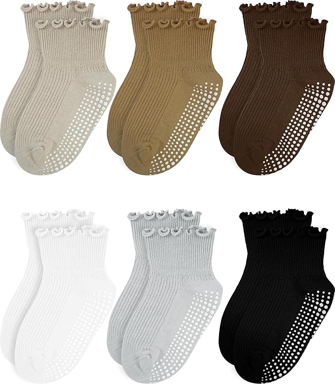 Girls Ruffle Socks Non-Slip Ankle Socks by Sooneeya