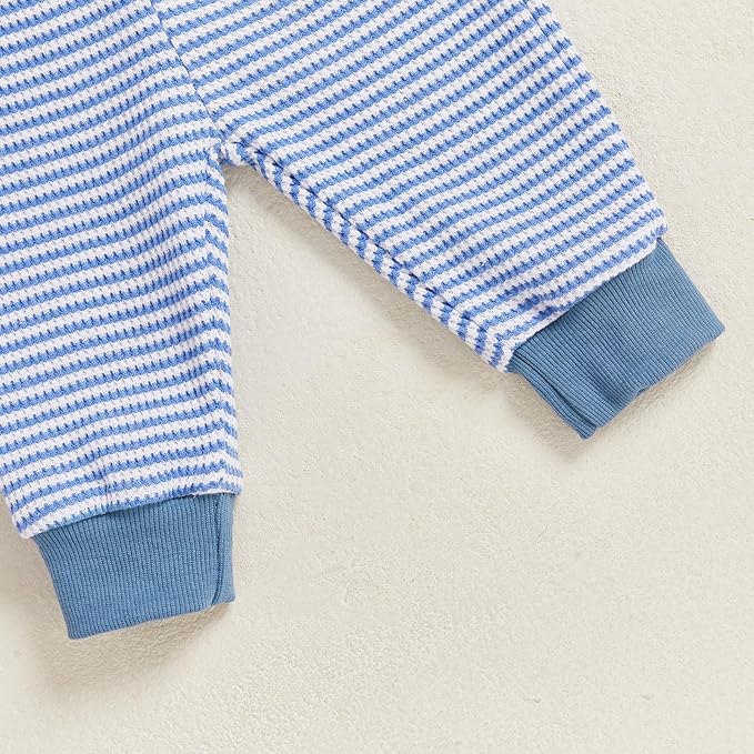 Toddler Baby Boy Fall Clothes Waffle Outfit Long Sleeve Color Blocking Sweatshirt Pullover Jogger Pant Set