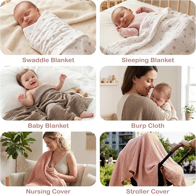 100% Organic Cotton 3 PK Baby Swaddle Blanket Girl Gift 38x40 in | Oeko-TEX - Image 8