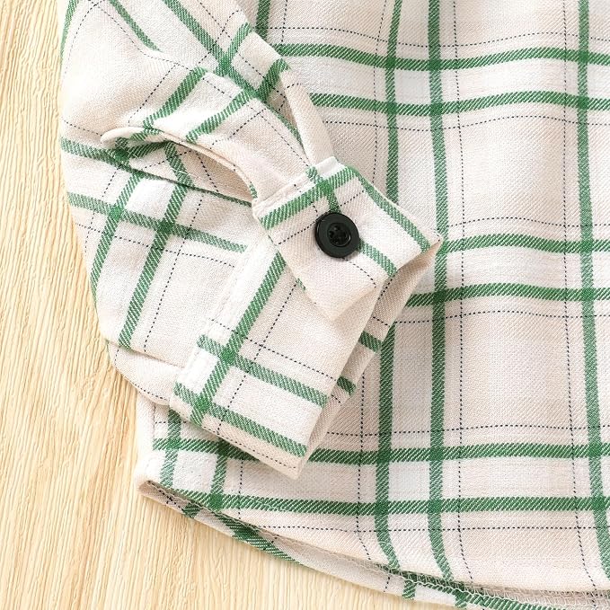 YOUNGER STAR Toddler Kids Boys Girls Flannel Hooded Plaid Shirt Button Baby Red - Image 6