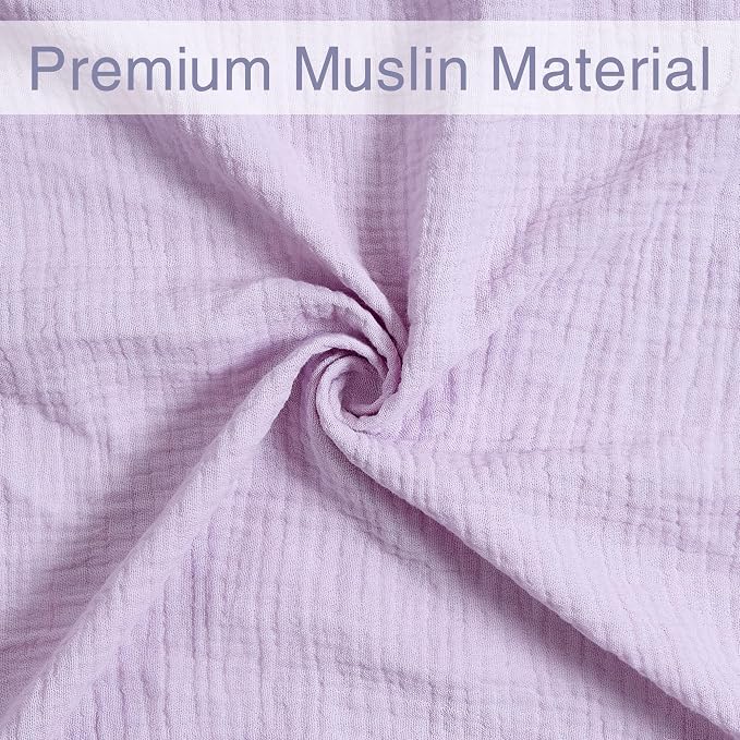 Meracorallo Muslin Swaddle Blanket, 100% Cotton Receiving Blanket, Lavender | - Image 5