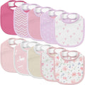 10 Pack Cotton Snap Bibs for Baby Boy Girl, Super Soft Drool Bibs for Teething by EgmaoBaby