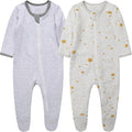 O2 BABY Baby Boys Girls Organic Cotton Zip-Front Sleeper Pajamas, Footed Sleep 'n Play