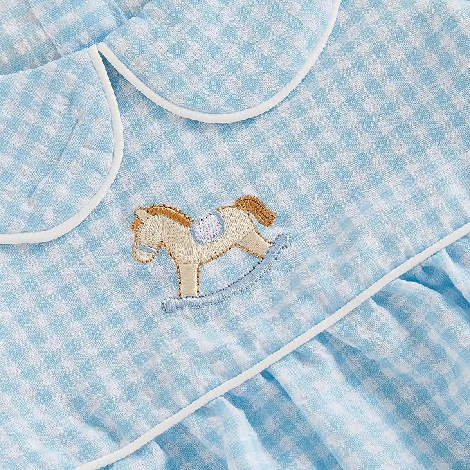 Baby Boy Girl Bubble Romper Short Sleeve Collar Summer Bodysuit - Image 5