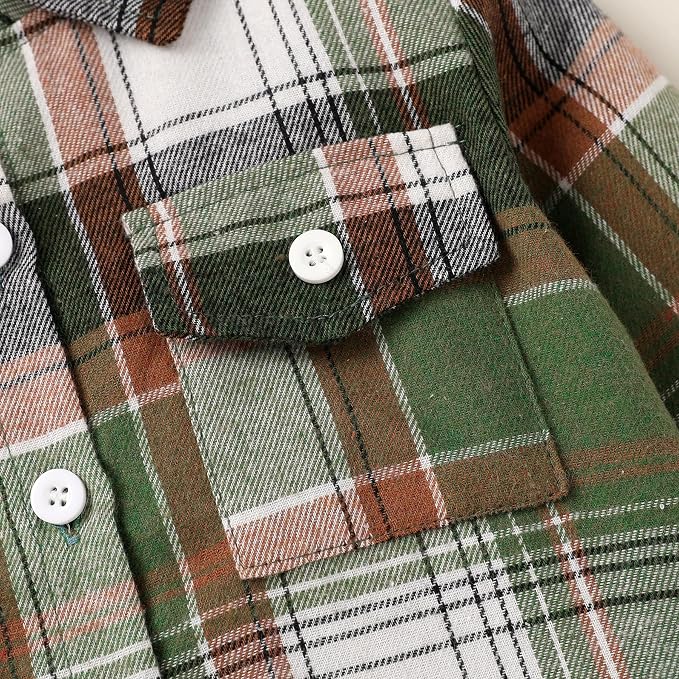 YOUNGER STAR Toddler Kids Boys Girls Flannel Hooded Plaid Shirt Button Baby Red - Image 4