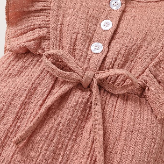 YOUNGER TREE Toddler Baby Girl Ruffled Sleeveless Romper Casual Summer Jumpsuit - Image 6