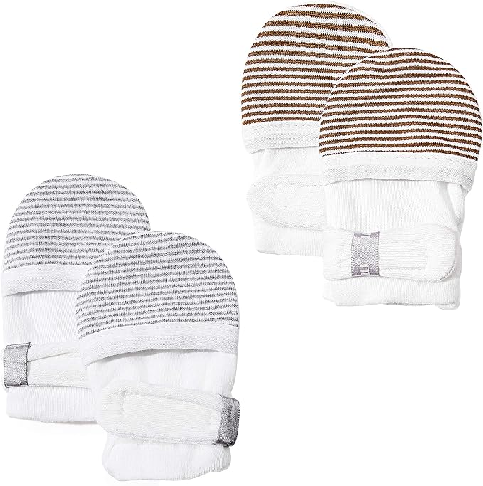 Baby Newborn No Scratch Mittens Stay On, 100% Cotton Adjustable 0-12M | Soft by HAPIU