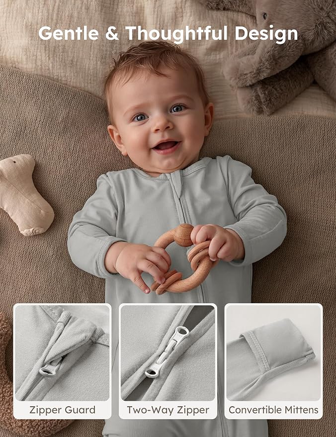 Yoofoss Viscose Bamboo Baby Pajamas Newborn Sleepers - Image 4
