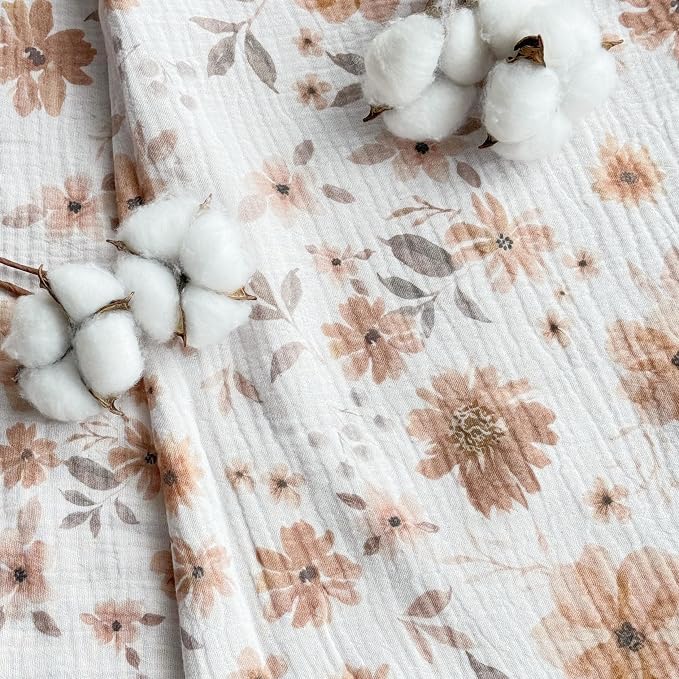 CREVENT 40''X40'' 100% Organic Floral Cotton Muslin Baby Blanket - Image 7