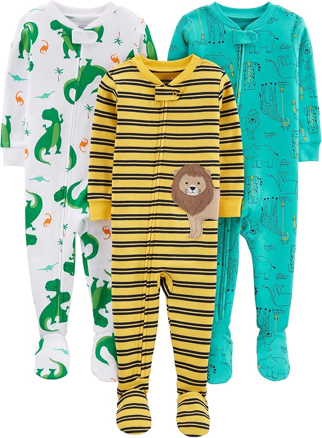 Simple Joys by Carter's Baby Boys 3 pack Snug Fit Footed Cotton Pajamas by SimpleJoysbyCarters