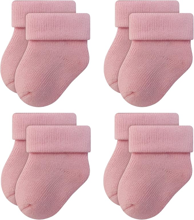 RATIVE Newborn Baby Socks 0-6, 6-12 Months Terry Turn Cuff Socks by RATIVE