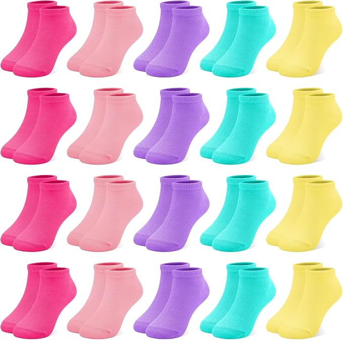 ZERULETS 20 Pairs Girls Socks, Toddler Kids Ankle Low Cut Socks Aged 1-13 by ZERULETS