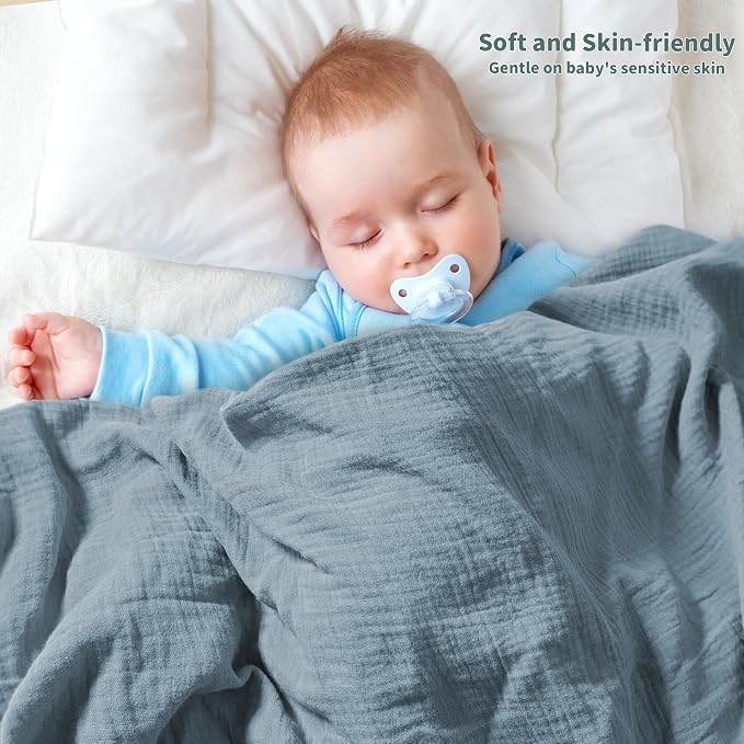 Muslin Swaddle Blankets for Newborn, 2 Pack Breathable Soft Receiving Blanket - Image 3