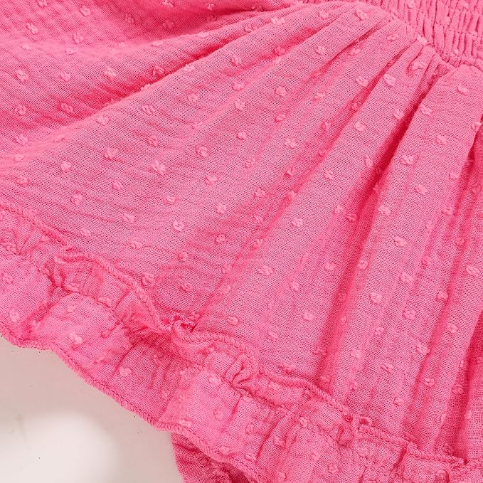 GRNSHTS Baby Girl Romper Dress, Puff Sleeve Smocked Outfit - Image 6