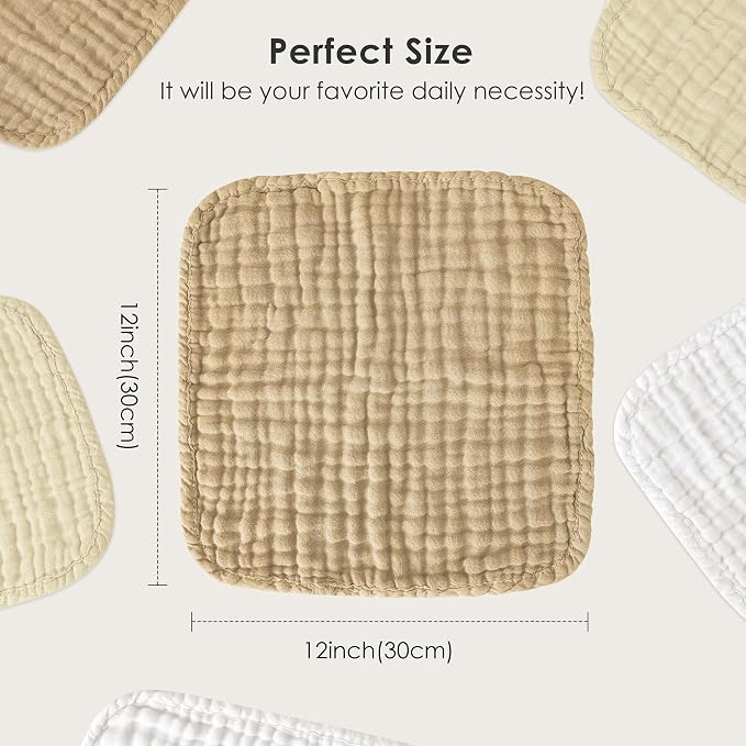 Sunny zzzZZ Baby Muslin Washcloths -100% Cotton Muslin Soft Baby Bath Wash - Image 3