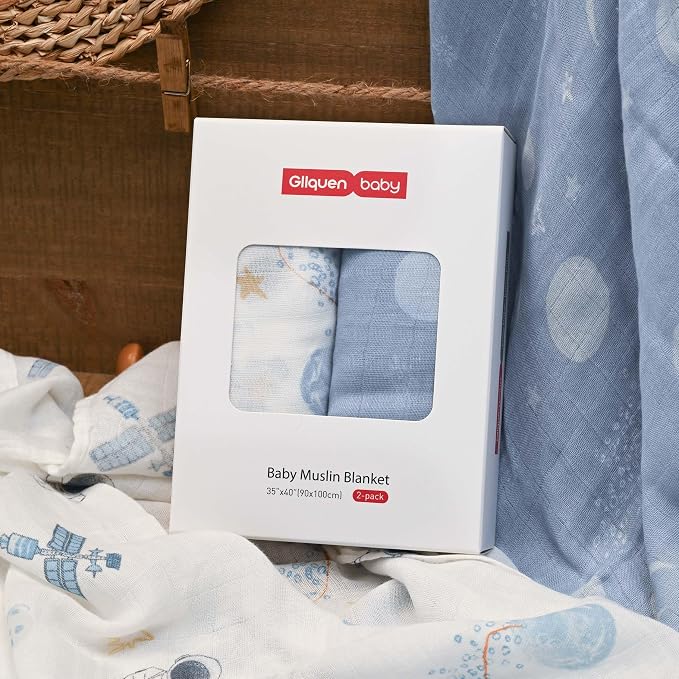 GLLQUEN BABY Muslin Swaddle Blankets 2Pk Receiving Blanket Large 35" x 40" | - Image 7