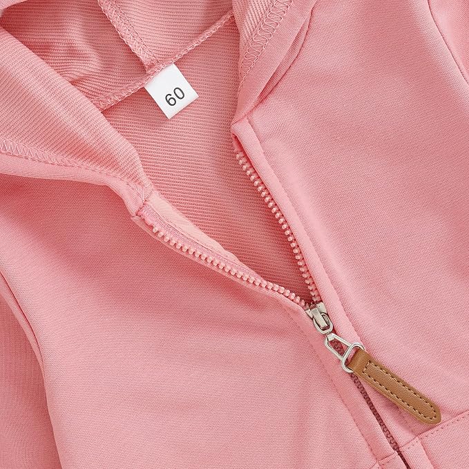 Infant Baby Boy Girl Clothes Solid Hoodie Romper Zip Up Long Sleeve Hooded - Image 6