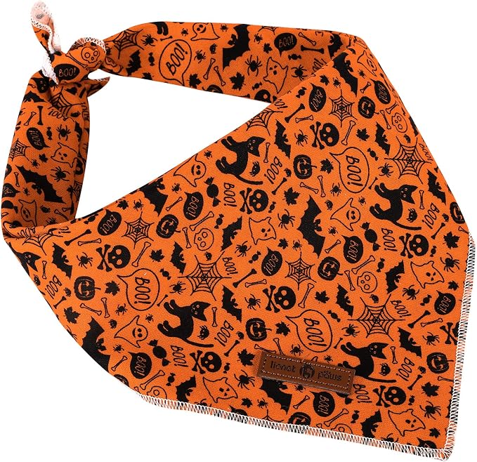 Lionet Paws Halloween Dog Bandana, Fabric Black Bat Dogs Kerchief - Image 3