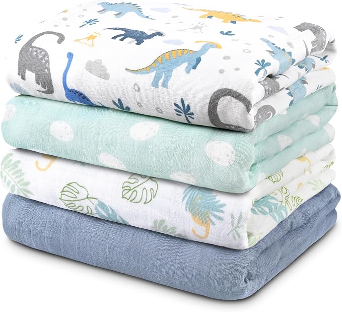 GLLQUEN BABY Muslin Swaddle Blankets 4Pk Receiving Blanket Large 35" x 40" | by GLLQUENBABY