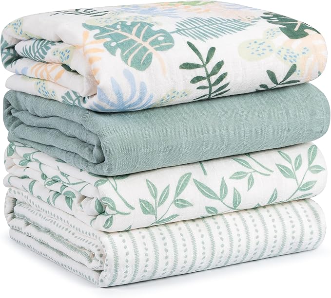 Muslin Swaddle Blankets for Newborn, Cotton Receiving Blanket | 4 Pack 100% by CivaruaKids