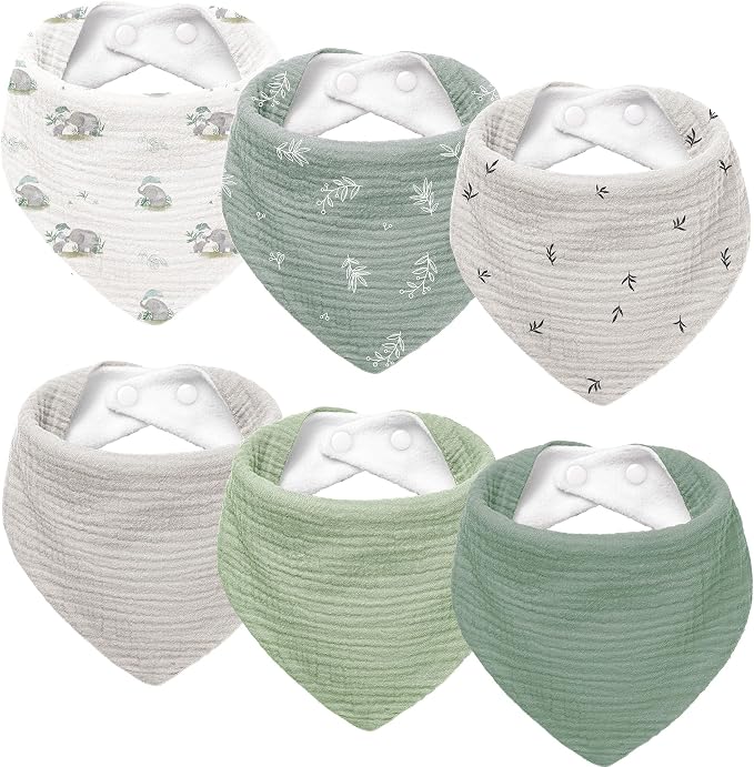 Susurration Muslin Baby Drool Bibs 6Pack Soft Triangular Adjustable Baby by Susurration
