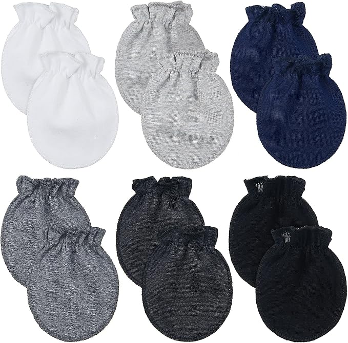 Syhood 6 Pairs Newborn Baby Mittens Cotton No Scratch Infant Gloves Elastic by Syhood
