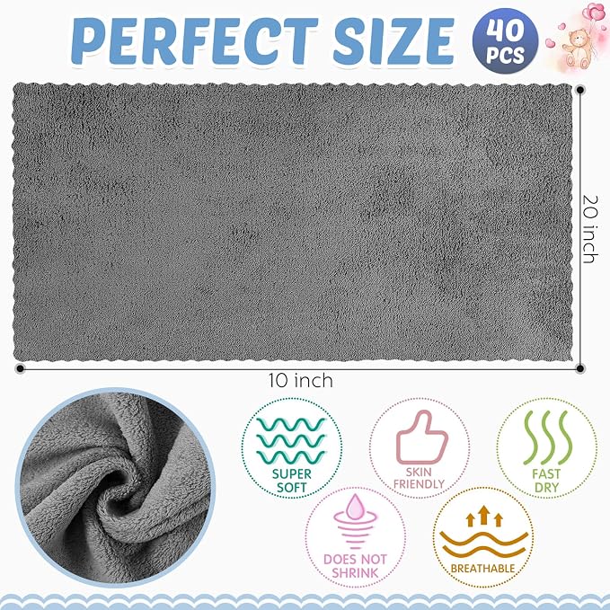 Mixweer 40 Pack Baby Burp Cloths Bulk 20x10 Inch Absorbent Muslin Burp Cloths - Image 2