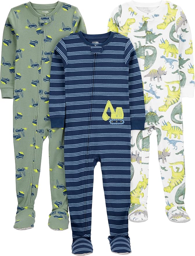 Simple Joys by Carter's Baby Boys 3 pack Snug Fit Footed Cotton Pajamas by SimpleJoysbyCarters