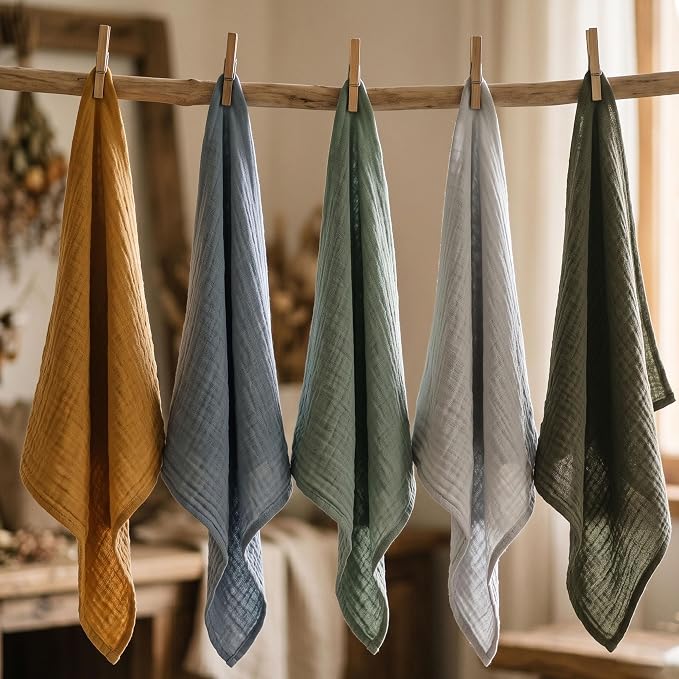 Muslin Receiving Blankets 5 Pack, Soft Swaddle Wraps - Image 9