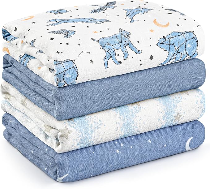 GLLQUEN BABY Muslin Swaddle Blankets 4Pk Receiving Blanket Large 35" x 40" | by GLLQUENBABY