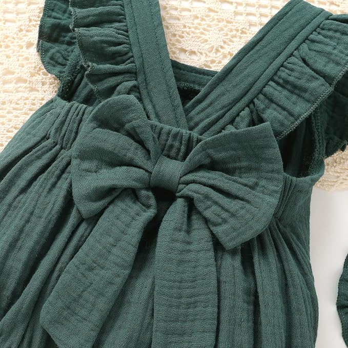 YOUNGER TREE Baby Girl Romper 100% Cotton Ruffle Sleeveless Summer Outfit - Image 5