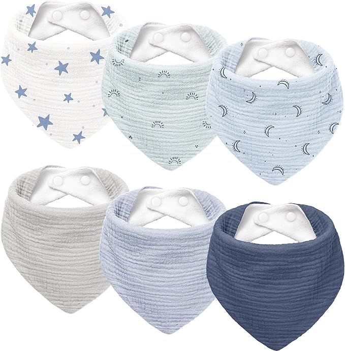 Susurration Muslin Baby Drool Bibs 6Pack Soft Triangular Adjustable Baby by Susurration
