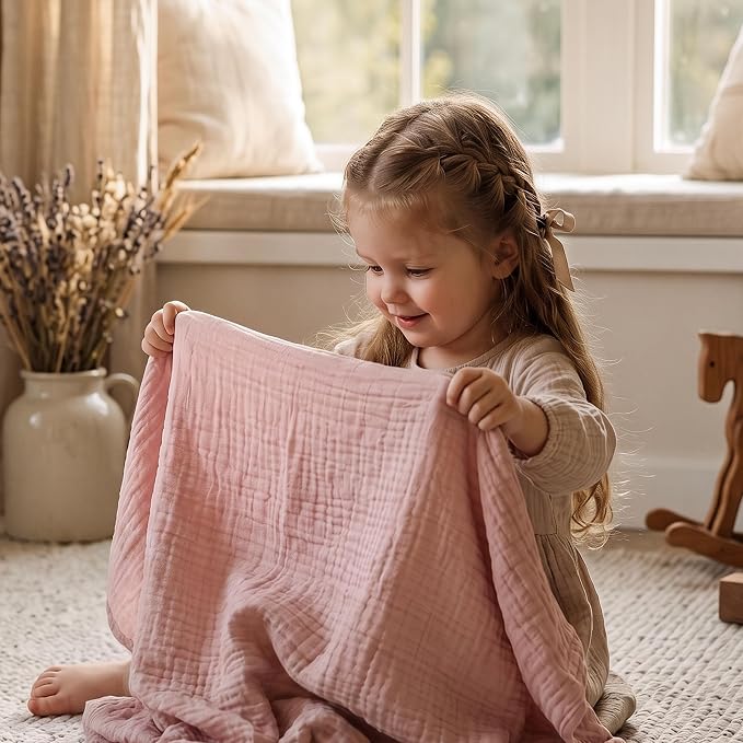 Muslin Receiving Blankets 5 Pack, Soft Swaddle Wraps - Image 5