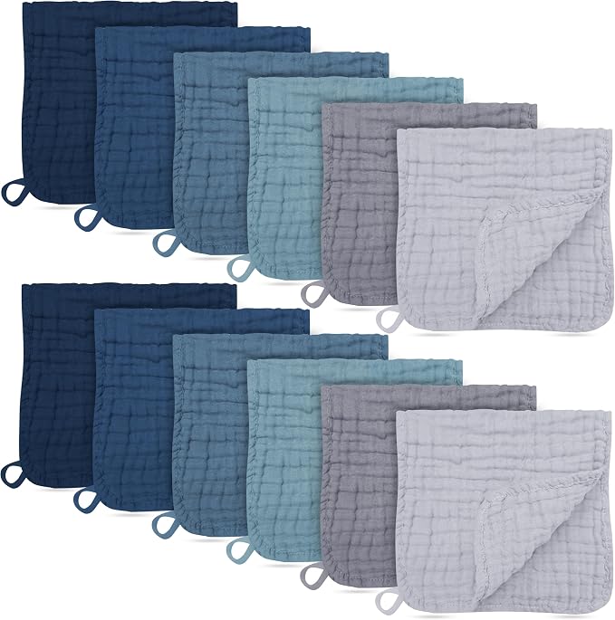 12 Pack Muslin Burp Cloths by BAMBOOQUEEN