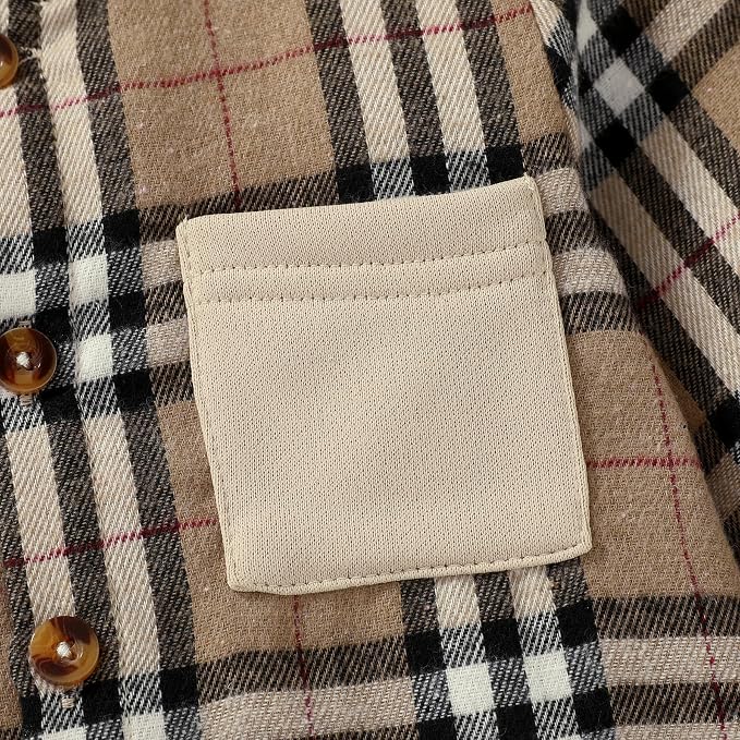YOUNGER STAR Toddler Kids Boys Girls Flannel Hooded Plaid Shirt Button Baby Red - Image 5