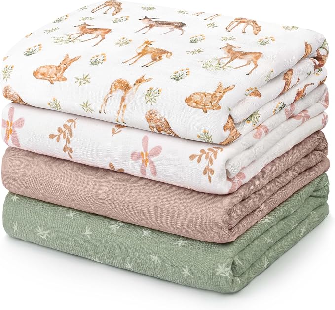 GLLQUEN BABY Muslin Swaddle Blankets 4Pk Receiving Blanket Large 35" x 40" | by GLLQUENBABY