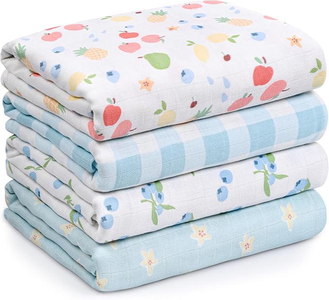 GLLQUEN BABY Muslin Swaddle Blankets 4Pk Receiving Blanket Large 35" x 40" | by GLLQUENBABY