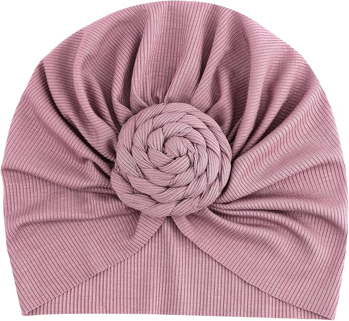 DRESHOW BQUBO 5 Pieces Newborn Baby Turban Hats Bow Baby Infant Beanie - Image 4